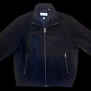 Calvin Klein Black Wool Bomber Jacket Men’s L – Quilted Lining
